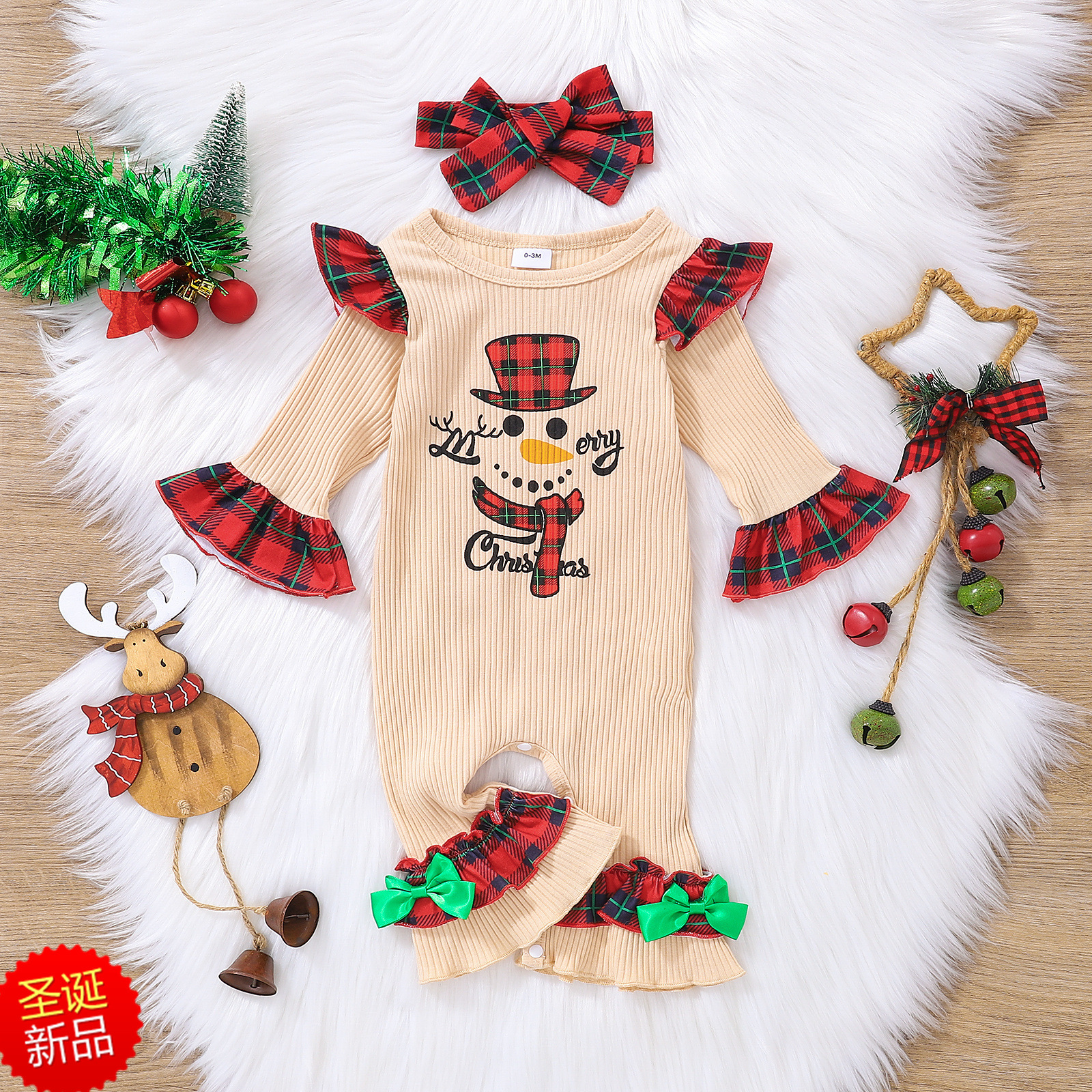 New style baby girls Christmas printed